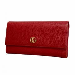 GUCCI マーモント 長財布 シボレザー ゴールドロゴ レッド - メルカリ