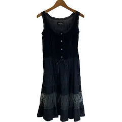 【中古】　tricot COMME des GARCONS　ワンピース　ミモレ丈　ベルベット　フレア　レース　レイヤード　AD2005　日本製　ドメスティック　古着　/2495のサムネイル