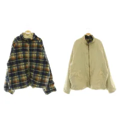 クティール kutir リバーシブルブルゾン ボア ナイロン チェック オーバーサイズ L ベージュ ネイビー /MY ■OS ■SH