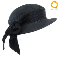 #sh チヨダ CHIYODA chapeaux 千代田シャポー 帽子 ハット 黒 リボン ヴィンテージ 日本製 TOKYO レディース [960821] k01
