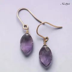 No.895【再販】✨天然石✨アメジストの一粒ピアス　イヤリング