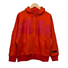 marimekko(マリメッコ) パーカー サイズXL レディース美品  - オレンジ×レッド 長袖/裏起毛/adidasコラボ