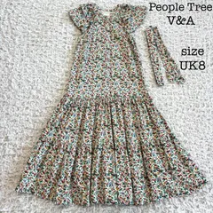 People Tree ピープルツリー V&A オーガニックコットンサテンフリルドレス 花柄 マージー柄 ワンピース UK8のサムネイル