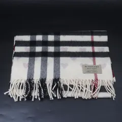 ITFNWFB302AW BURBERRY バーバリー ハート チェック マフラー 赤 黒 白 山羊 カシミア100％ 168×30cm レディース