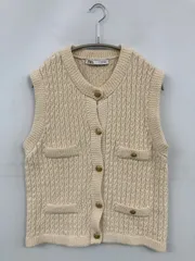ZARA ザラ ベスト USA L アイボリー 無地