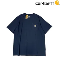 カーハート 半袖 Tシャツ US購入 ロゴ 胸ポケット 紺 181218