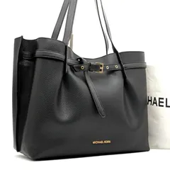美品 MICHAEL KORS マイケルコース エミリア EMILIA トートバッグ ラージ ブラック 黒 レザー A4対応 肩掛け 大容量 通勤 通学 ゴールド金具 夏休み 旅行 お出かけ ボーナス ご褒美