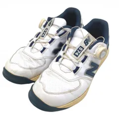 ニューバランス ゴルフシューズ 白×ネイビー UGBS574J スパイクレス BOA ダイヤル式 メンズ 25.5 ゴルフウェア 2024年モデル New Balance