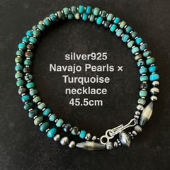ナバホ ビーズ パール シルバー silver 925 ネックレス 燻銀 44 - メルカリ