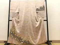 MO-00774 訪問着　草花文　暈し染め　金彩　正絹　逸品