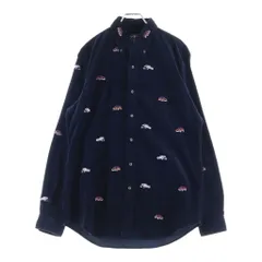 Palace Skateboards (パレススケートボーズ) × RALPH LAUREN Embroidered Corduroy GTI Shirt ラルフローレン エンブロイダリー総柄 コーデュロイ 長袖シャツ ネイビー 710420689003のサムネイル