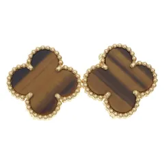 Van Cleef & Arpels (ヴァンクリーフアンドアーペル) ヴィンテージアルハンブラ タイガーアイ ピアス イヤリング K18YG イエローゴールド VCARD40500