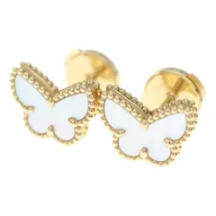 Van Cleef & Arpels (ヴァンクリーフアンドアーペル) スウィートアルハンブラ パピヨン マザーオブパール スタッド ピアス K18YG イエローゴールド VCARN5JM00