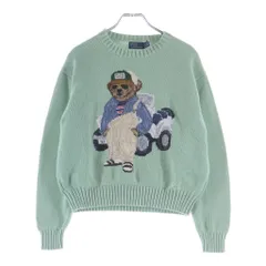 POLO RALPH LAUREN (ポロラルフローレン) POLO BEAR ポロベアー エンブロイダリー クルーネックニット セーター レディース ライトグリーン