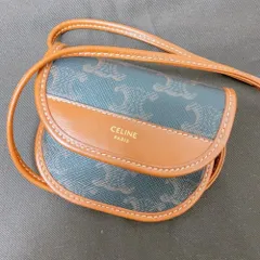 CELINE セリーヌ トリオンフ キャンバス タン レザー ショルダーバッグ クロスボディ サコッシュ ミニ マイクロ レディース 本革 ブラウン キャメル 肩掛け