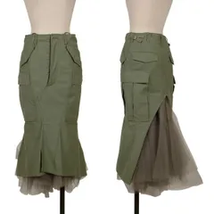 ジュンヤワタナベ コムデギャルソンJUNYA WATANABE COMME des GARCONS チュールレイヤードミリタリー再構築スカート カーキXSのサムネイル