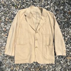 雰囲気抜群 パパス リネン カバーオール シャツジャケット 麻 刺繍ロゴ