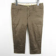 バーバリーブルーレーベル BURBERRY BLUE LABEL クロップドパンツ ストレッチ 綿 36 ブラウン kz11698