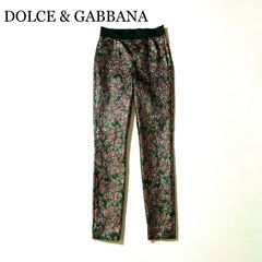 美品✨】ドルチェガッバーナ 花柄デニムパンツ D&G コットン グリーン