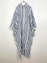 B.C STOCK Simplicite ベーセーストック シンプリシティエ 19-040-700-8015-2-0 定価6490円 ガーゼ ストライプ シャツ ワンピース 白×青 ■◆レディース