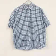 L.L.Bean　エルエルビーン　半袖シャツ　チェック柄　ポケット付き　無地　水色　ライトブルー　Mサイズ　古着【値引き交渉OK！】