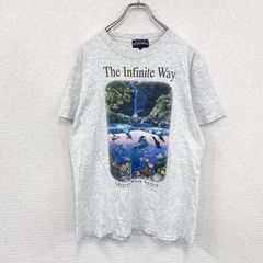 90s USA製古着 ヴィンテージ Tシャツ 風景画街並み 花や木に囲まれた 
