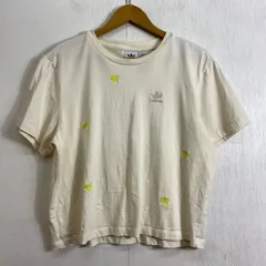 adidas originals アディダスオリジナルス Tシャツ 半袖 短丈トレフォイル 花 刺繍 コットン ホワイト系 M  E212