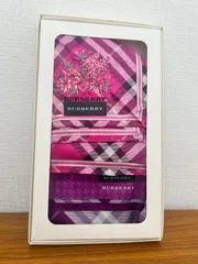 R【保管品】BURBERRY バーバリー ハンカチ 2枚セット チェック柄 ピンク 紫  大きめサイズ ハンカチ タオル レディース