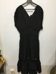 ミュウミュウ ワンピース アシメ 花模様レース シルク100% タグ付き 黒