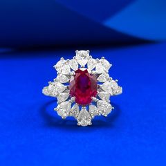 S925純銀】ラボグロウン・パパラチアサファイア リング 3ct - メルカリ