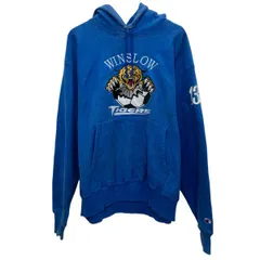 00s Champion PREMIUM REVERSE WEAVE ロゴスウェット パーカー L ブルー チャンピオンプレミアムリバースウィーブ 秋物 a805-5538