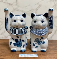  PORCELAIN 招き猫 置物 大小2体セット ペア ROYAL PORCELAIN 招き猫 置物 大小2体セット ペア - メルカリ