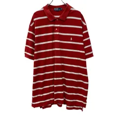 90s POLO by RALPH LAUREN 半袖 ポロシャツ 3XB レッド ホワイト ポロバイラルフローレン ハーフボタン 90年代 ポニー刺繍 夏物 a805-5512