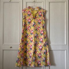 ケイトスペード 花柄フリルスリーブワンピース ロング シルク 0サイズ