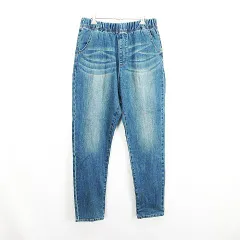 n'Or LABEL パンツ ボトムス デニム レギパン テーパード ユーズド加工 イージー ストレッチ 2 インディゴブルー ※EKM