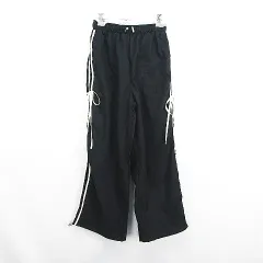 オリーブデオリーブ OLIVE des OLIVE ワイドパンツ ボトムス ロング丈 サイドライン ウエストレース リボン F ブラック ※EKM