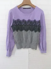 ◇ YECCA VECCA イェッカ ヴェッカ バイカラー 長袖 ニット セーター サイズF パープル系 グレー系 ブラック レディース P  【1302090000809】
