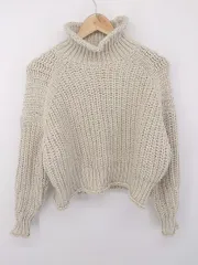 ◇ H&M エイチ アンド エム ハイネック 長袖 ニット セーター サイズM ライトベージュ系 レディース E  【1302160019427】