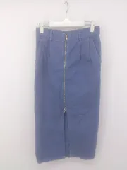 ◇ RODEO CROWNS バックスリット ダブルジップ デニム ロング タイト スカート サイズM パープル系 レディース E  【1302180011944】