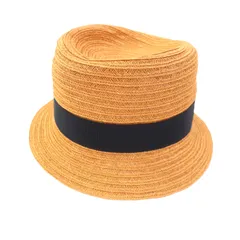 極美品★HERMES エルメス ヘンプ100％ CARAMEL H刺繍入り ストローハット 帽子 58 箱付き フランス製 正規品 レディースのサムネイル