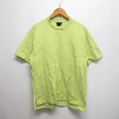 エイチ&エム H&M 異素材切替え 半袖 ビッグ Tシャツ カットソー XS 黄緑 グリーン
