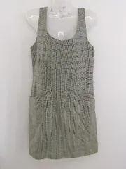 ◇ DKNY ESSENTIALS イタリア製 チェック ノースリーブ ミニ ワンピース サイズ6 ブラック アイボリー系 レディース P  【1303010002934】のサムネイル