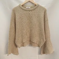 ◇ SELECT MOCA クルーネック フレア ベル スリーブ 長袖 ニット セーター フリーサイズ モカ ブラウン レディース E  【1303020013104】