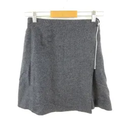 ウィルセレクション WILLSELECTION ラップスカート ミニ 台形 ツイード ストレッチ 紺 M *E93のサムネイル