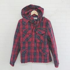 ◇ ikka Represents イッカ チェック 中綿 ジップアップ 長袖 ブルゾン ジャンパー サイズM レッド系 マルチ レディース P 【1303060000188】