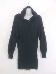 ◇ EVRIS エヴリス ニット 長袖 ミニ パーカーワンピース サイズF ブラック レディース E  【1303140001234】