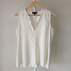 Theory とろみ ジョーゼット ノースリーブ ブラウス トップス ベージュ 