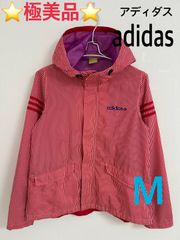 アディダス adidas ジャケット M レディース ゴルフ キャンプ アウトドア ナイロンジャケット アウター ウィンドブレーカー トレーナー ロゴ 薄手  メッシュ裏地 レッド 赤 白 WOMEN  秋 防寒 温かい あったかい 冬物 秋冬