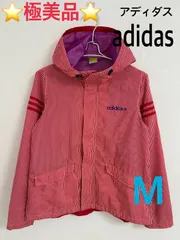 ⭐極美品⭐ アディダス adidas ジャケット ロゴ刺繍 薄手 ロゴ刺繍 メッシュ裏地 ストライプ レッド 赤 ホワイト 白 M レディース WOMEN