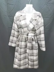 ◇ NICE CLAUPE ウール レーヨン　混 チェック 長袖 チェスター コート ジャケット フリーサイズ グレー系 レディース E  【1303160014054】のサムネイル